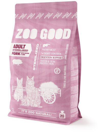 Kornfritt svinekjøtt og lam fôr for steriliserte katter 2 kg - Zoo Good Kornfritt svinekjøtt og lam fôr for steriliserte katter 2 kg - Zoo Good