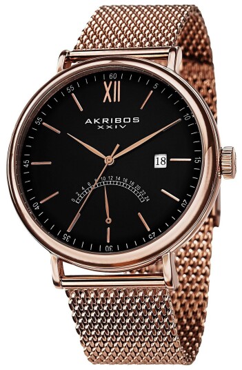 Akribos XXIV Herreklokke AK731RG Essential Sort/Rose gulltonet stål