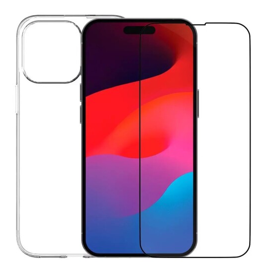Dbramante1928 iPhone 15 Pro dbramante1928 360 Protection Eco Bundle - Deksel & Skjermbeskytter - Gjennomsiktig / Svart Kant