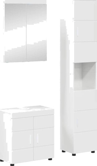 vidaXL Baderomsinnredningssett TULUM 3 pcs Høyglanset hvit