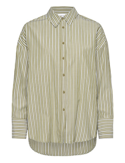 Coster Copenhagen Loose Stribet Shirt   Khaki green   40