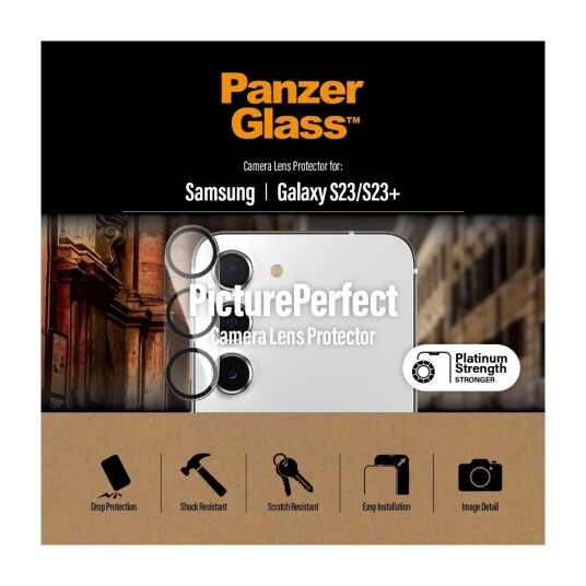 PanzerGlass PicturePerfect Kameralinsedeksel for Samsung Galaxy S23/S23+ - Herdet Glass - Svart