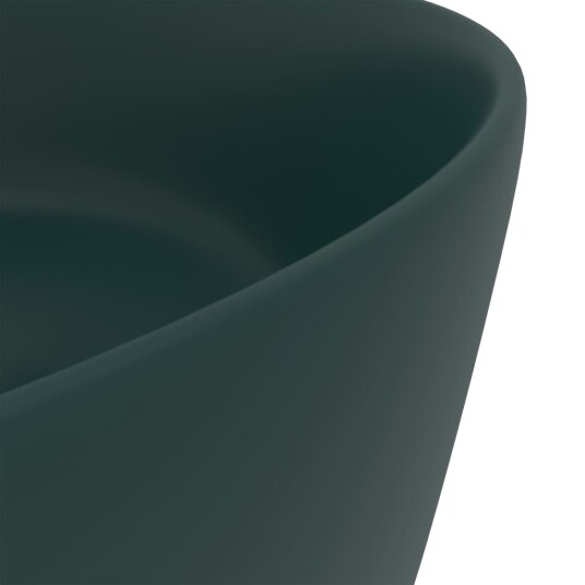 vidaXL Luksuriøs servant rund matt mørkegrønn 40x15 cm keramisk vidaXL Luksuriøs servant rund matt mørkegrønn 40x15 cm keramisk