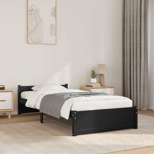 vidaXL Sengeramme svart heltre 90x200 cm