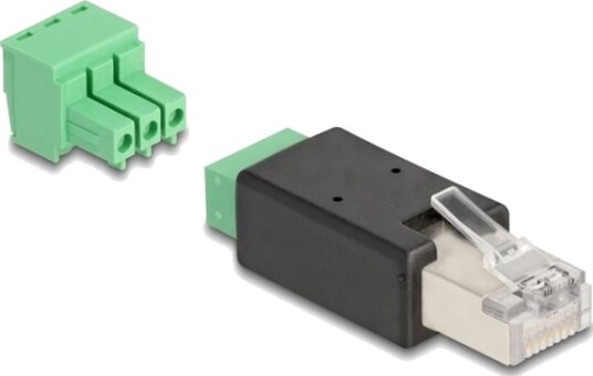 Delock Nettverkkontakt Rj-45 Hunn Til 3-Pins Terminalblokk Avtakbar Svart Grønn