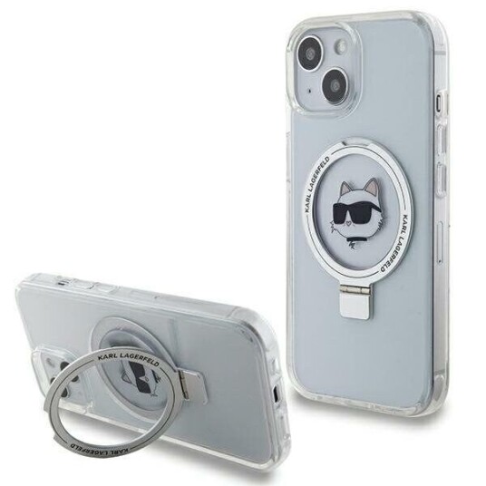 Karl Lagerfeld Klhmp15mhmrschh Iphone 15 Plus 6,7" Hvit Hardt Etui Ringstativ Choupette Head Magsafe