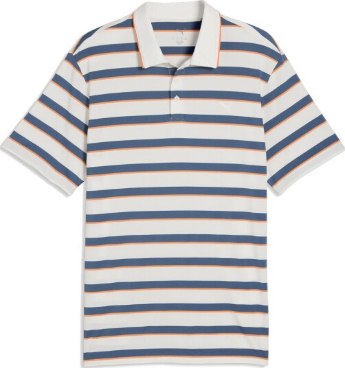 Puma Cloudspun Stripe Polo Golf pologenser herre Warm White Dark Indigo Small