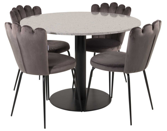 Venture Design Razzia & Limhamn spisegruppe Grå/grå 4 st stoler & bord 106 cm
