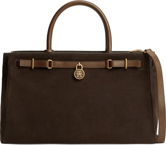 Tommy Hilfiger American Icon Tote Suede Brown ONE SIZE