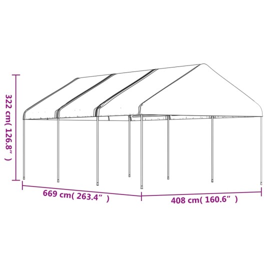 vidaXL Paviljong med tak hvit 6,69x4,08x3,22 m polyetylen vidaXL Paviljong med tak hvit 6,69x4,08x3,22 m polyetylen