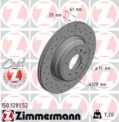 Bremseskive ZIMMERMANN 150.1281.52