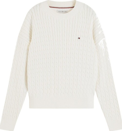 Tommy Hilfiger Genser - Strikk - Ivory Petal Yellow - Tommy Hilfiger - 5 år (110) - Genser - Hvit