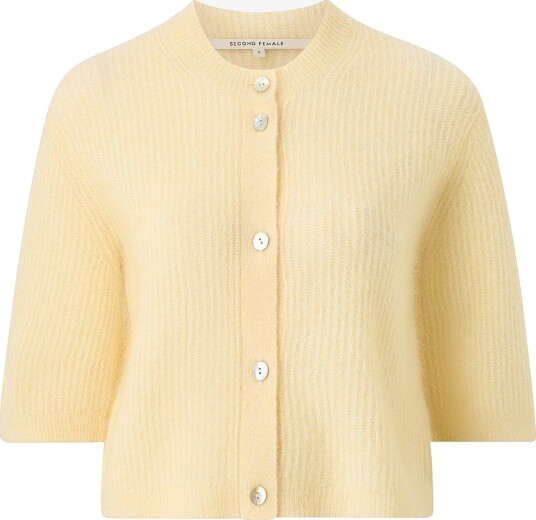 Second Female Kardigan Andrea Knit Rib Cardigan Gul Second Female Kardigan Andrea Knit Rib Cardigan Gul