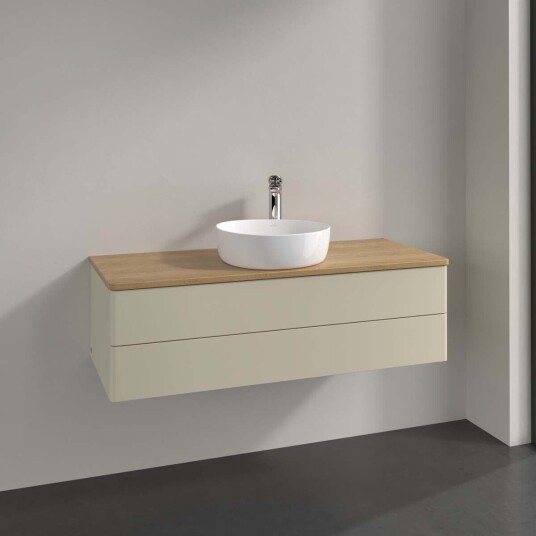 Villeroy & Boch  Antao Servantskap med 2 skuffer 120x50x36 cm m/lys Grå Matt/Eik