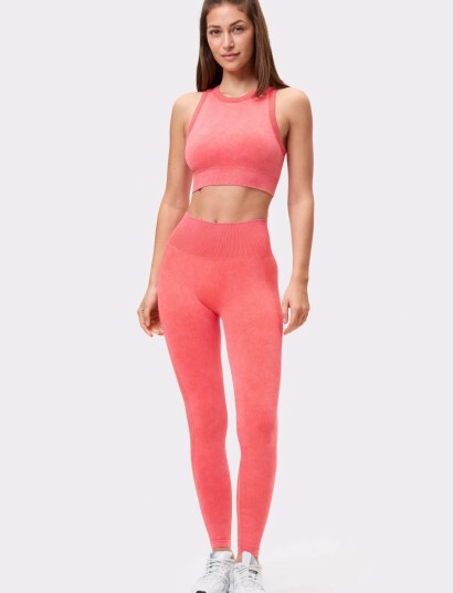STRONGER Washed Seamless Leggings Coral M