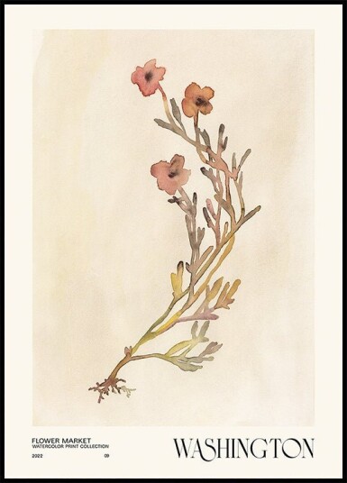 Watercolor print collection. Flower market Washington Plakat / 30x40cm