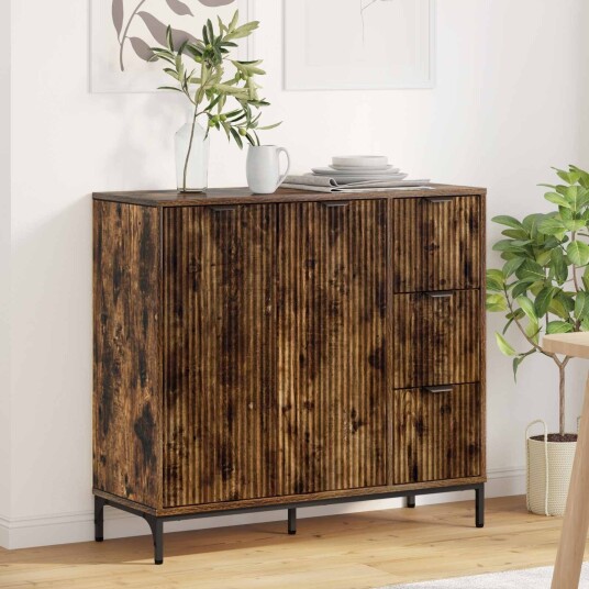  Serviesskap med skuff Røkt eik 89,5 x 33 x 82 cm Konstruert tre