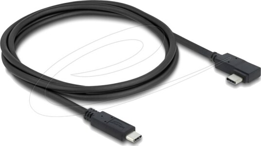 Delock Usb-Kabel Usb-C Hann Rett Til Usb-C Hann Venstre/Høyre-Vinklet Usb 3.2 / Thunderbolt 3 48 V 5 A 1 M Up To 40 Gbps Data Transfer Rate Usb Power Delivery 3.1 240W Svart