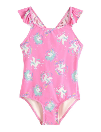 Lindex Swimsuit Straps With Flounces Pink 98/104 Lindex Swimsuit Straps With Flounces Pink 98/104