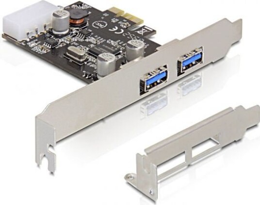DELOCK PCIe x1 kort USB 3.0 2xTyp A tar 2 ext molex-ström DELOCK PCIe x1 kort USB 3.0 2xTyp A tar 2 ext molex-ström