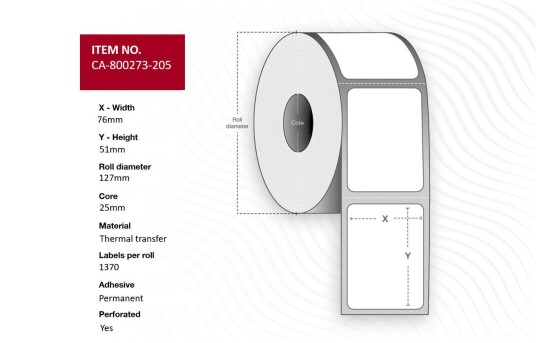 CAPTURE Label 76x51mm Core 25mm,
