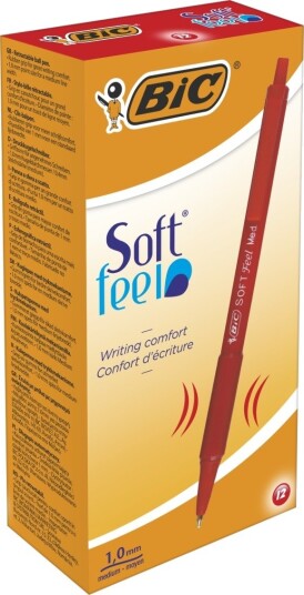 Bic Soft Feel Clic - Kulepenn - Rød - 1 Mm - Medium - Retraktil (En Pakke 12)