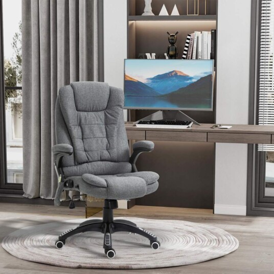 Ergonomisk massasjestol Grå justerbar kontorstol