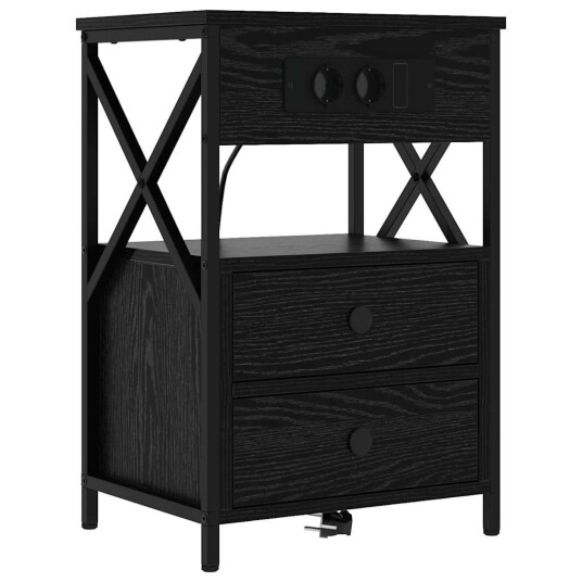 Nattbordskap 2 pcs Svart eik 40 x 31 x 60 cm Konstruert tre Nattbordskap 2 pcs Svart eik 40 x 31 x 60 cm Konstruert tre