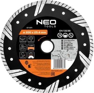 NEO Tools 57-871 Diamantblad for betong - Turbo, 200x25,4mm