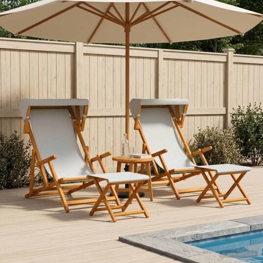 vidaXL Hage Stol 4 pcs 3 Posisjon Solid Eucalyptus Tre Krem