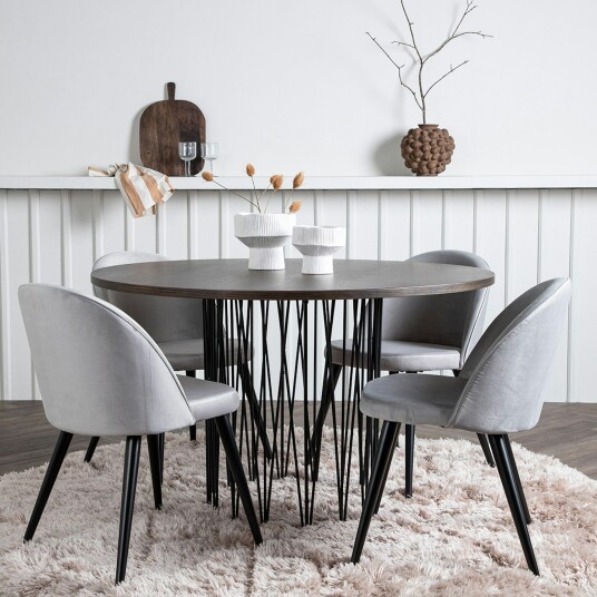 Furniture/Fashion Spisegruppe furniture/fashion Stone med 4 Velvet Stoler GR22842