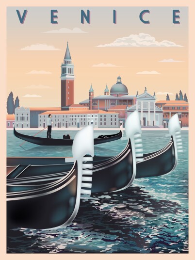 Venezia Gondoler Plakat