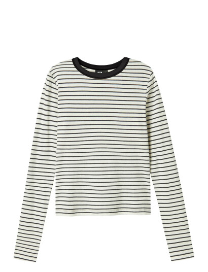 LMTD Nlfhinaja Ls Stripe Short S Top Noos White 122-128 LMTD Nlfhinaja Ls Stripe Short S Top Noos White 122-128