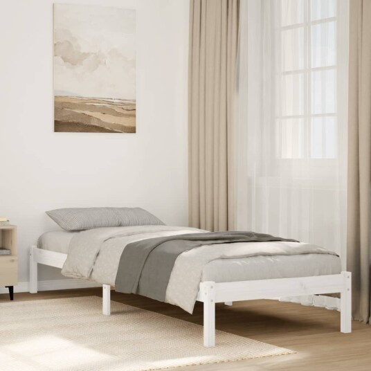  Ekstra lang sengeramme uten madrass hvit 100x210 cm heltre furu 8721158393319