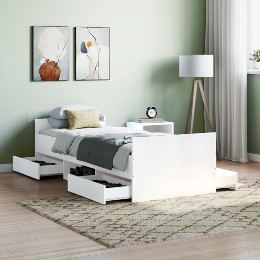 vidaXL Sengeramme med hode- og fotgavl hvit 75x190 cm 8721012157736
