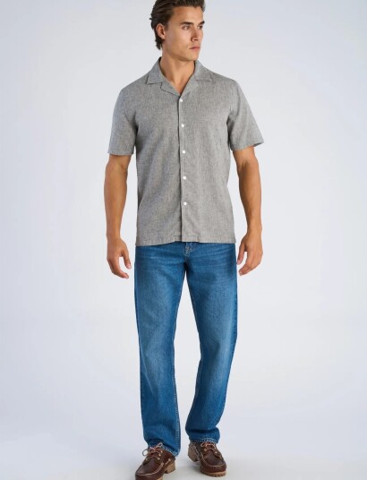 Lindbergh Casual Linen Blend Resort S/S Grey L