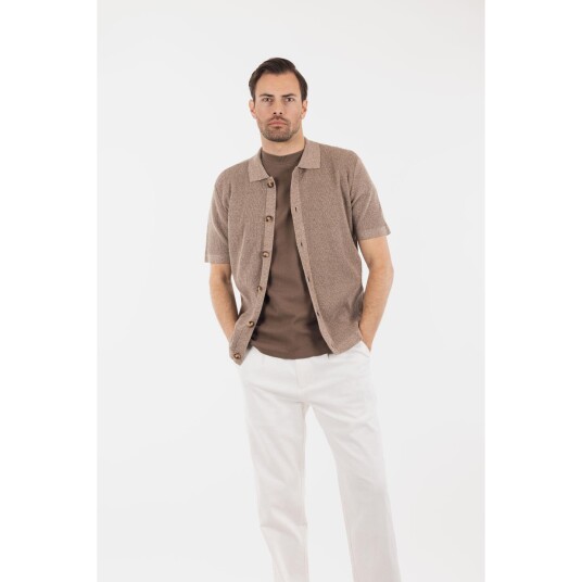 Star Shirt Brown twill XXL Structure knit SS shirt