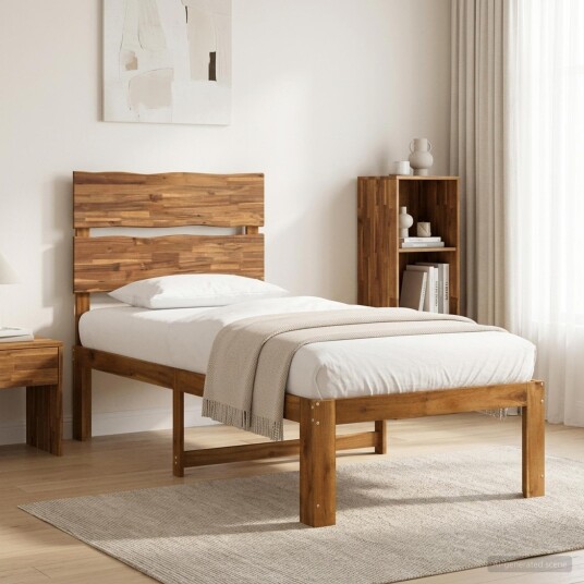 vidaXL Enkelt Senge Ramme med Hodegjerde ROSTOCK Naturlig 90 x 200 cm