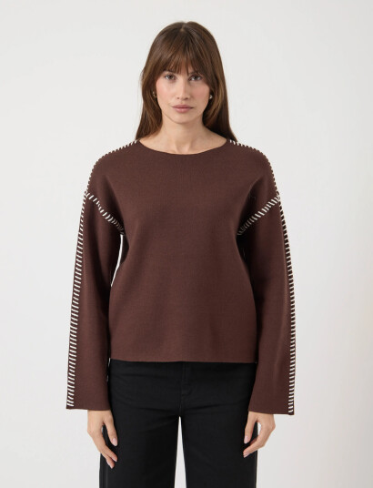 YAS Yasstitcha Ls Knit Pullover S. Noos   Brown   L