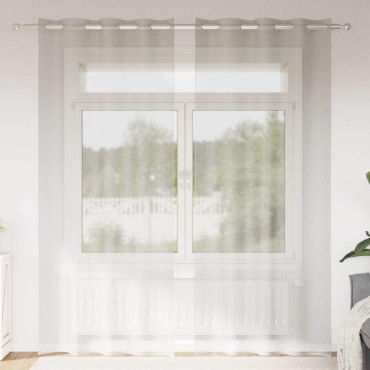 Gardiner med gardiner 2 pcs Krem Polyester