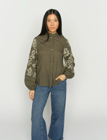MOS MOSH Mmlouis Line Shirt Khaki green S