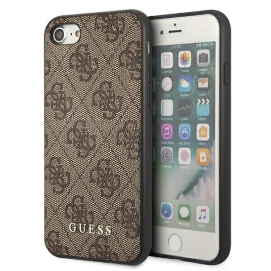 Gjett Guhci8g4gfbr Iphone Se 2022 / 2020 / 7 / 8 Brun/Brun Hardt Deksel 4G Metal Gold Logo