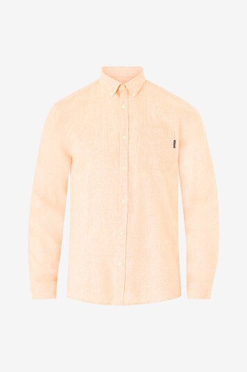 Lindbergh Skjorte Cotton/linen Shirt L/ Orange
