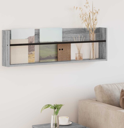 vidaXL Magasinreol Grå Sonoma 100 x 12 x 30 cm Konstruert tre vidaXL Magasinreol Grå Sonoma 100 x 12 x 30 cm Konstruert tre