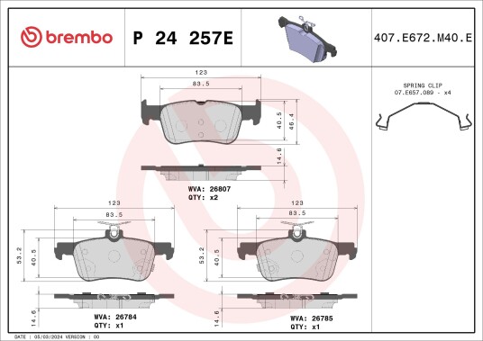 Bremseklosser BREMBO P 24 257E