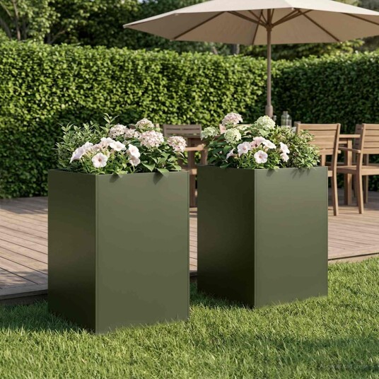 vidaXL Hageblomsterpotte 2 stk. Olivengrønn 40 x 40 x 75 cm