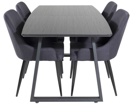 Venture Design Inca & Plaza spisegruppe Svart/svart 4 st stoler & bord 160 x 85 cm