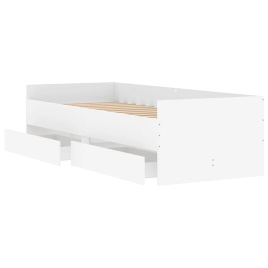 vidaXL Sengeramme med skuffer hvit 100x200 cm 8721012245532