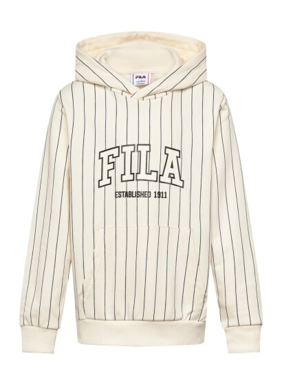FILA Rifredi Relaxed Graphic Pinstriped Hoodie Cream 146 152