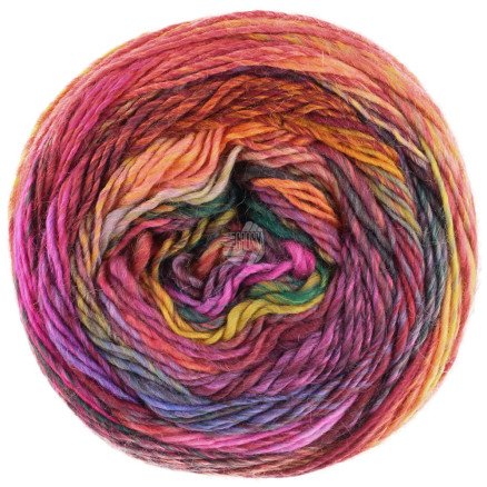 Lana Grossa Colorissimo Garn 218 Rosa/Fuchsia/Plomme/Orange/Rød